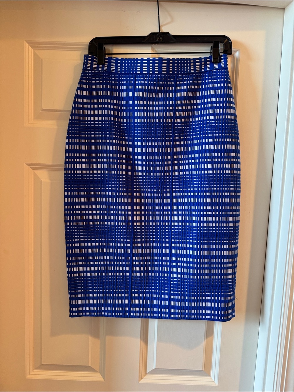 Banana Republic Royal Blue and White Grid Pencil Skirt